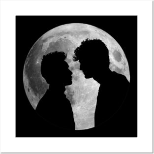 Malec silhouettes and full moon - Alec Lightwood and Magnus Bane / Matthew Daddario and Harry Shum Jr. - Shadowhunters / The mortal instruments Posters and Art